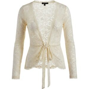 Victoria's Secret Moda International Sheer Lace Cardigan Wrap Top Long Sleeve S